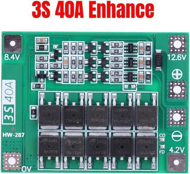 Main image of 3S BMS Balance 11.1V 12.6V/14.8V 16.8V Li-ion Lithium Battery Charger Protection Board 40A Enhance