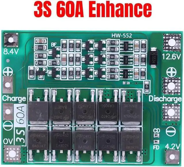 Main image of 3S BMS Balance 11.1V 12.6V/14.8V 16.8V Li-ion Lithium Battery Charger Protection Board 60A Enhance
