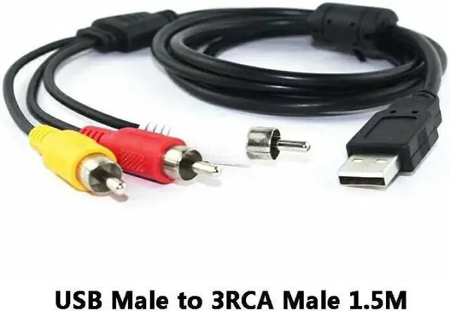Main image of 1pc USB Male Plug To 3 RCA Female Adapter Audio Converter Video AV A/V Cable USB To RCA Cable For HDTV TV Television Wire Cord