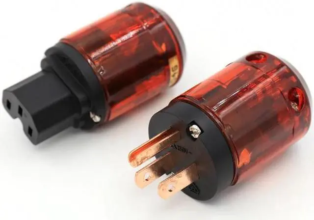 Alt view image 4 of 5 - 5Pairs P-046/C-046 Red Copper US version Power plug for audio power wire plug
