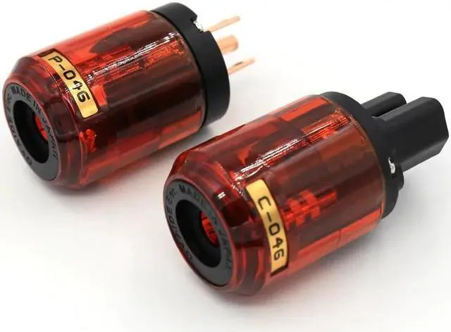 Alt view image 5 of 5 - 5Pairs P-046/C-046 Red Copper US version Power plug for audio power wire plug
