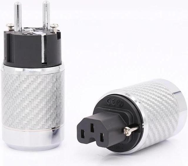 Main image of Carbon Fiber EU Mains Power Plug IEC Plug Rhodium Plated Connector hifi