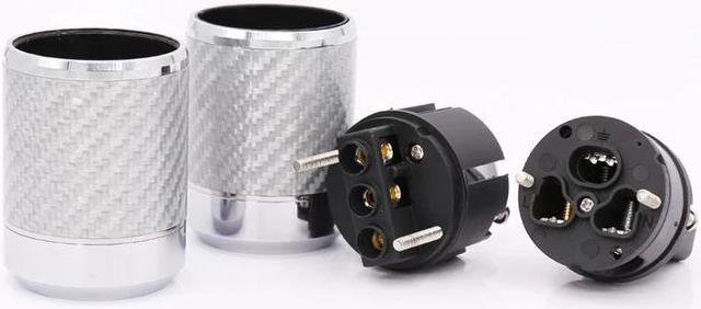 Alt view image 2 of 6 - Carbon Fiber EU Mains Power Plug IEC Plug Rhodium Plated Connector hifi