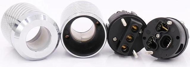 Alt view image 3 of 6 - Carbon Fiber EU Mains Power Plug IEC Plug Rhodium Plated Connector hifi