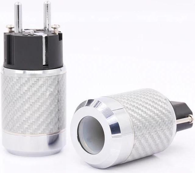 Alt view image 4 of 6 - Carbon Fiber EU Mains Power Plug IEC Plug Rhodium Plated Connector hifi