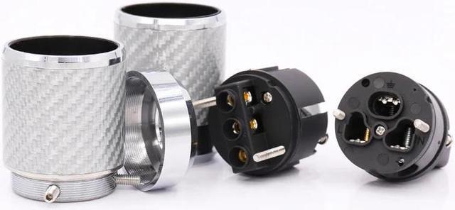 Alt view image 5 of 6 - Carbon Fiber EU Mains Power Plug IEC Plug Rhodium Plated Connector hifi