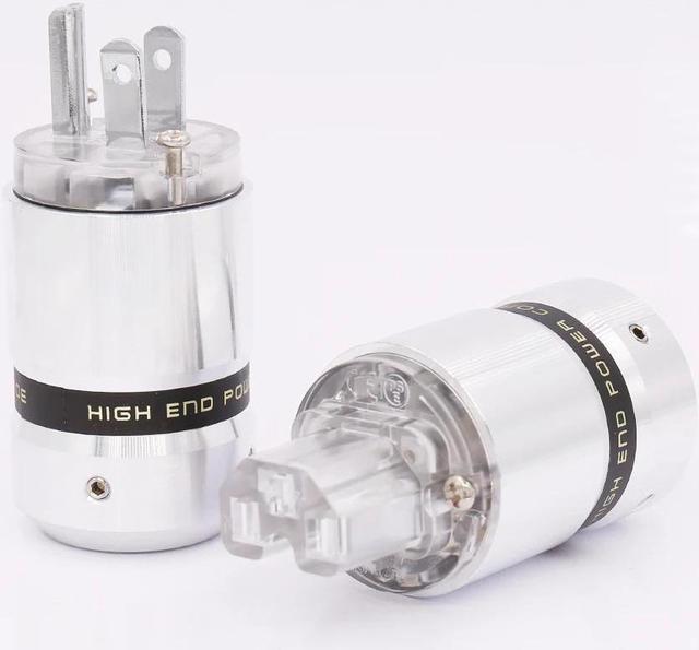 Main image of 1 Pair Rhodium Plated US Power Cable Plug IEC Connector Female male Plug HIFI DIY Mains Power Cable