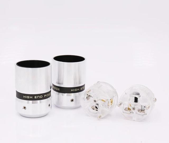 Alt view image 4 of 5 - 1 Pair Rhodium Plated US Power Cable Plug IEC Connector Female male Plug HIFI DIY Mains Power Cable