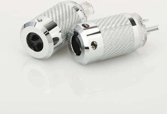 Alt view image 4 of 6 - Pair Copper Rhodium Plated Carbon Fiber AC Power Plug Connector(male female)