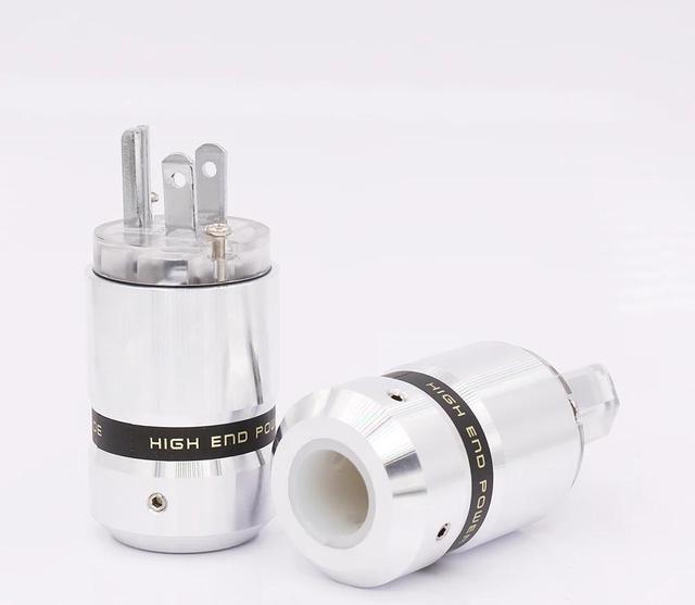 Alt view image 2 of 5 - Hi-End US Power Cable Plug IEC Connector Rhodium Plated  Female male Plug Power Cable