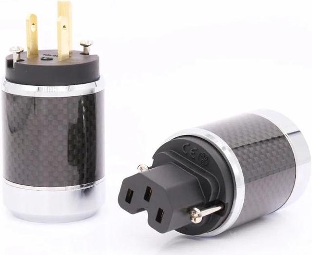Main image of one Pair Carbon fiber Gold Plated US AC Power Cord Cable Plug HIFI US Power Connector IEC Female