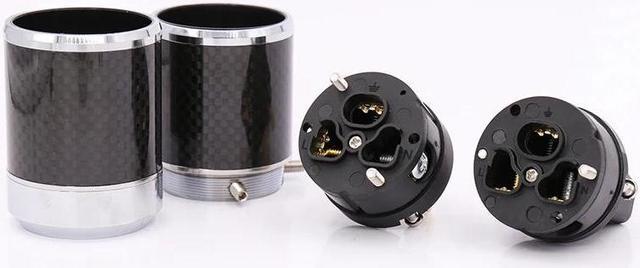Alt view image 4 of 5 - one Pair Carbon fiber Gold Plated US AC Power Cord Cable Plug HIFI US Power Connector IEC Female