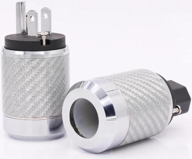 Alt view image 2 of 6 - Carbon Fiber US Mains Power Plug IEC Plug Rhodium Plated Connector hifi