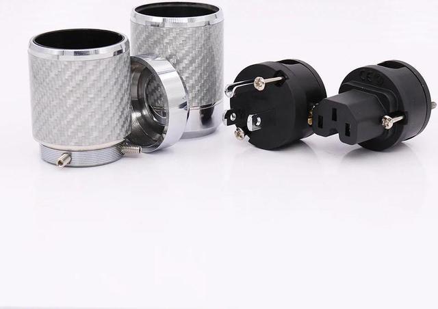 Alt view image 6 of 6 - Carbon Fiber US Mains Power Plug IEC Plug Rhodium Plated Connector hifi