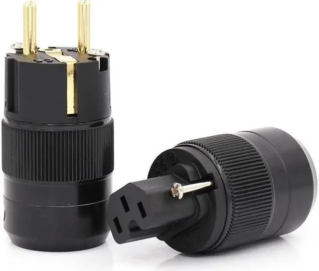 Main image of One pair 24K Gold Plated EU version AC power plug IEC power connector for audio power cable