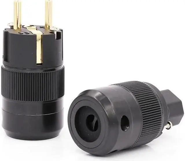 Alt view image 2 of 5 - One pair 24K Gold Plated EU version AC power plug IEC power connector for audio power cable