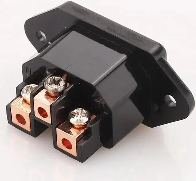 Main image of 2pcs Red Copper plated / Gold-plated / Rhodium-plated IEC Inlet Mains Power Inlet Socket IEC Inlet AC socket(Red copper plated)