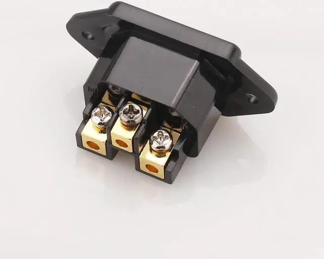 Main image of 2pcs Red Copper plated / Gold-plated / Rhodium-plated IEC Inlet Mains Power Inlet Socket IEC Inlet AC socket(Gold plated)