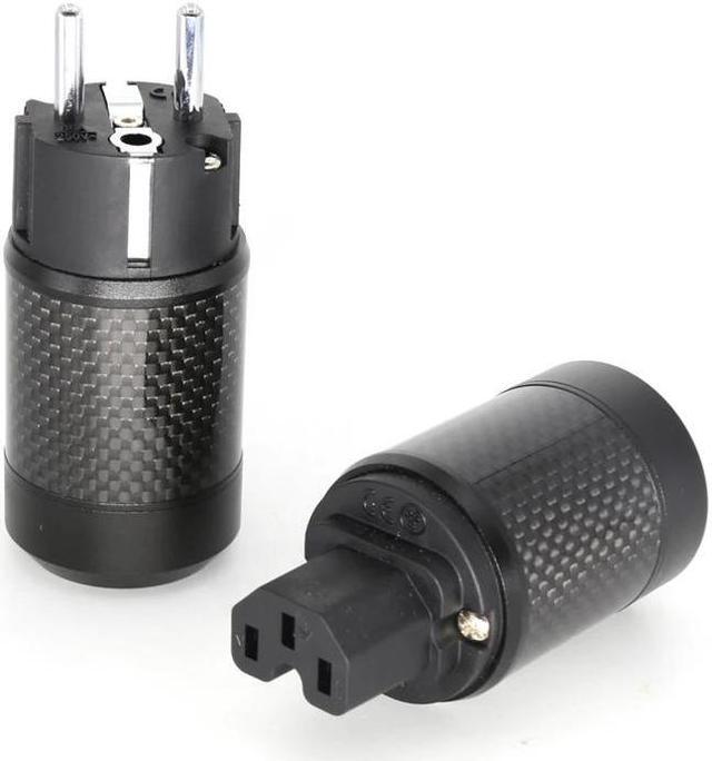 Main image of Hifi Carbon Fiber  Rhodium Plated  IEC Female connector  Brass EU male Power Plug for audio power cable