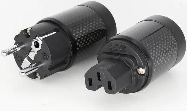 Alt view image 2 of 6 - Hifi Carbon Fiber  Rhodium Plated  IEC Female connector  Brass EU male Power Plug for audio power cable