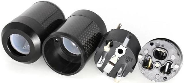 Alt view image 5 of 6 - Hifi Carbon Fiber  Rhodium Plated  IEC Female connector  Brass EU male Power Plug for audio power cable