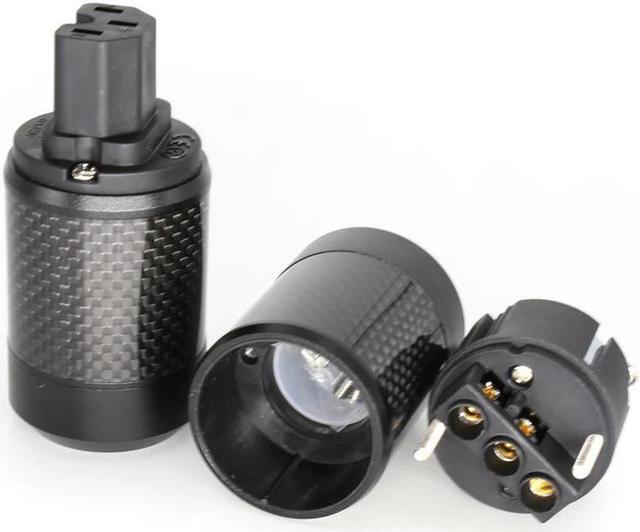 Alt view image 4 of 6 - Hifi Carbon Fiber  Rhodium Plated  IEC Female connector  Brass EU male Power Plug for audio power cable