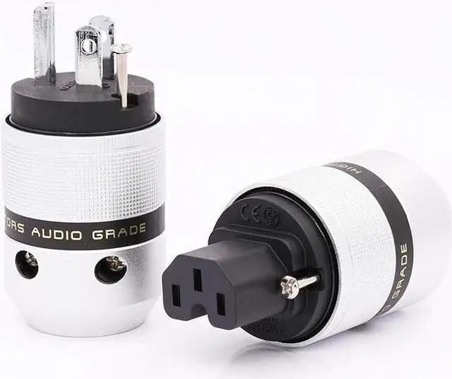 Main image of one Pair Hi End Audio Rhodium Plated US AC Power Plug HIFI Audio Grade Copper US plug