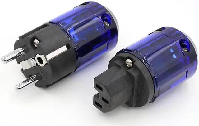 Alt view image 2 of 3 - 1PAIR Rhodium Plated C-037 IEC Connector + Brass P-037E EU Power plug for Hifi audio DIY power Cable