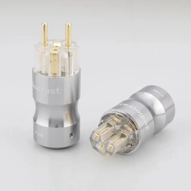 Main image of Hifi audio Rhodium Plated 24K Gold plated Transparent EU power plug Audio power plug HIFI Power supply socket(TG-male female)