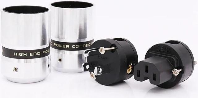 Alt view image 5 of 5 - one pair Rhodium Plated US Power Cable Plug IEC Connector Female male Plug HIFI Power Plug