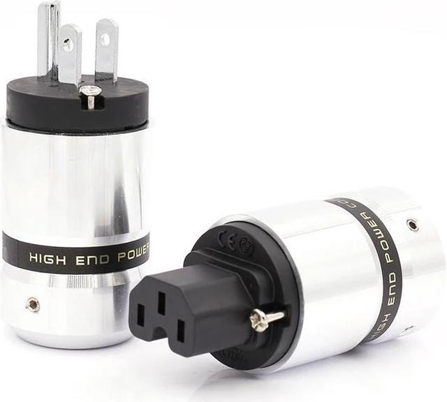 Main image of one pair Rhodium Plated US Power Cable Plug IEC Connector Female male Plug HIFI Power Plug