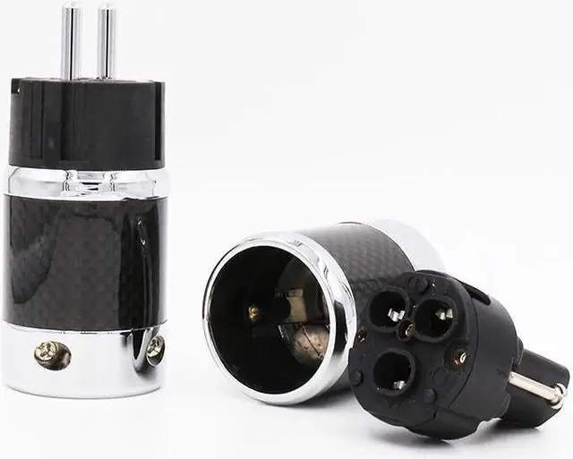 Alt view image 4 of 4 - CFT Pair Audio Grade Carbon fiber EUR power connector Power plug for audio power cable