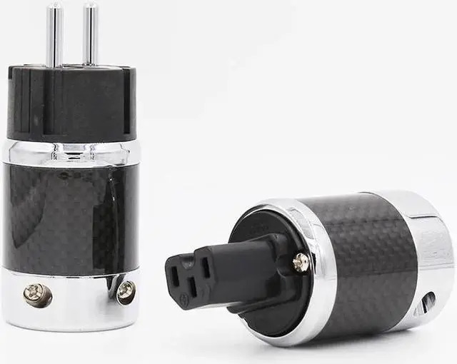 Main image of CFT Pair Audio Grade Carbon fiber EUR power connector Power plug for audio power cable
