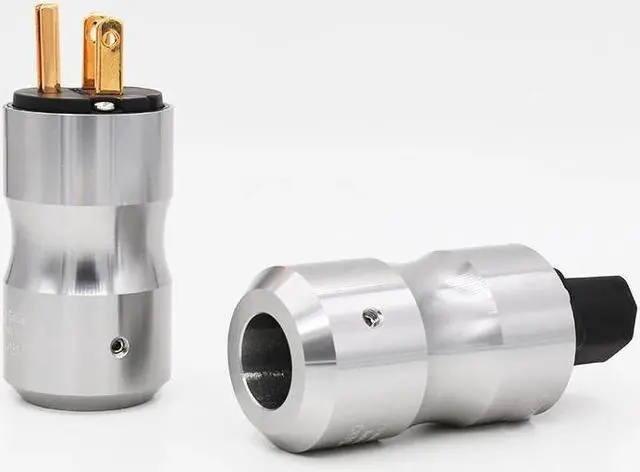 Alt view image 2 of 4 - Gold Plated US Power Plug Connector US Mains Power AC Cord Plug+IEC Female Connector Pair