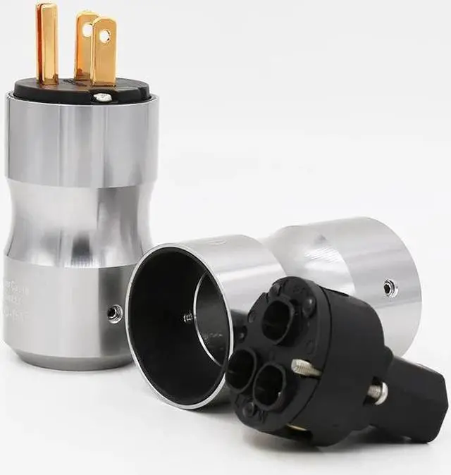 Alt view image 3 of 4 - Gold Plated US Power Plug Connector US Mains Power AC Cord Plug+IEC Female Connector Pair