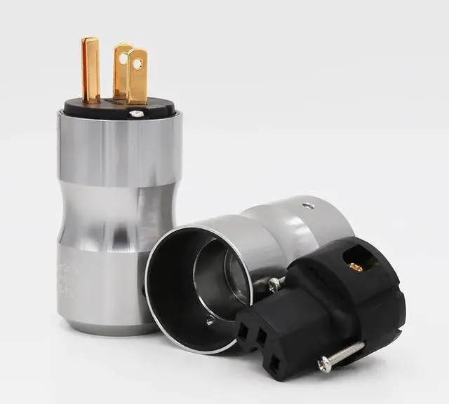 Alt view image 4 of 4 - Gold Plated US Power Plug Connector US Mains Power AC Cord Plug+IEC Female Connector Pair