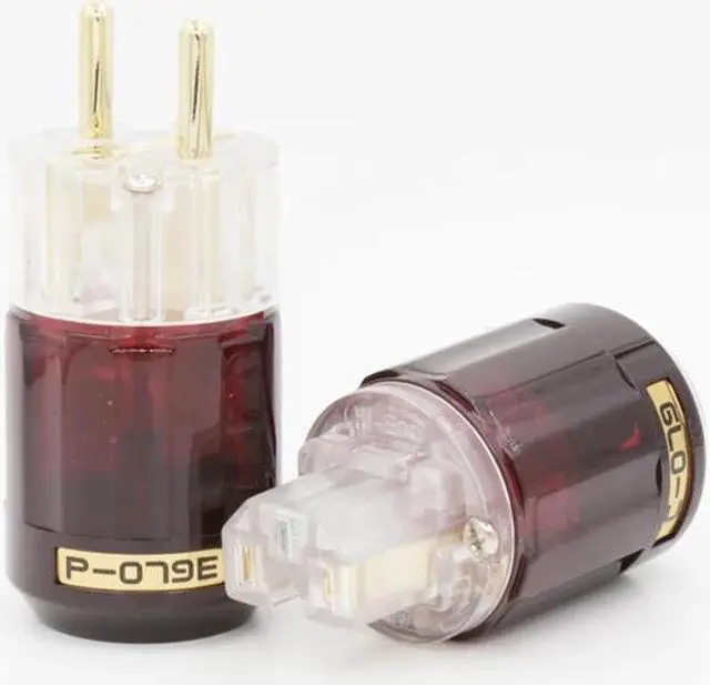 Main image of One pair transparent C-079 IEC P-079e 24k Gold-Plated Pure connector IEC EU plug For Audio Cable DIY