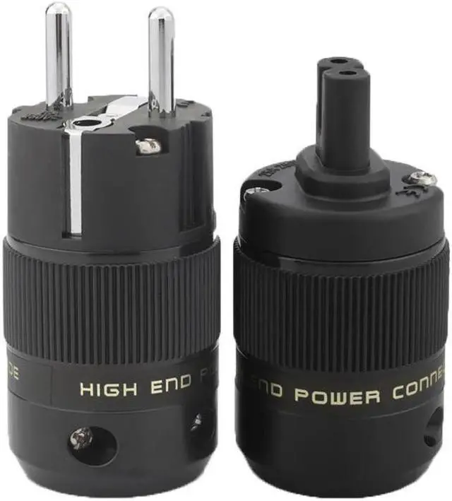 Main image of Pair Hi End Rhodium plated Figure 8 C7 & Power Plug hifi Audio speaker amplifier AC Power cord IEC