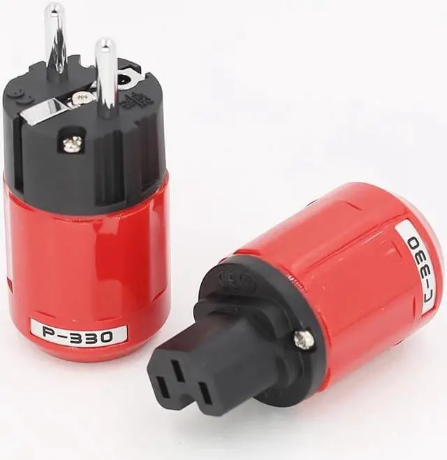 Main image of Pair Hifi Audio Grade Rhodium Plated EU AC Power Plug+ IEC Connector Plug DIY Power Cord