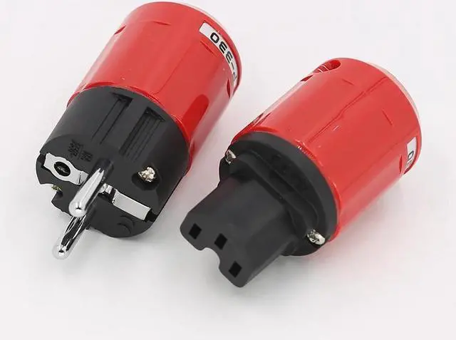 Alt view image 3 of 6 - Pair Hifi Audio Grade Rhodium Plated EU AC Power Plug+ IEC Connector Plug DIY Power Cord