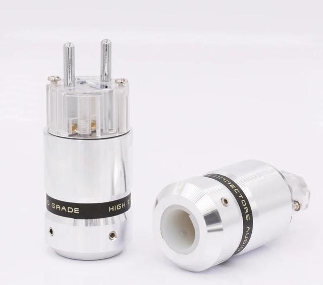 Alt view image 2 of 5 - Pairs Audio Aluminum Rhodium Plated Power Plug Male Connector+IEC Female Plug