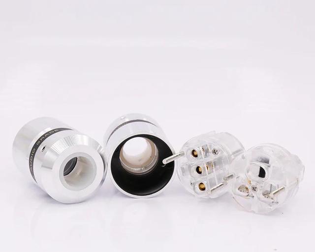 Alt view image 3 of 5 - Pairs Audio Aluminum Rhodium Plated Power Plug Male Connector+IEC Female Plug