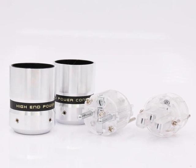 Alt view image 4 of 5 - Pairs Audio Aluminum Rhodium Plated Power Plug Male Connector+IEC Female Plug