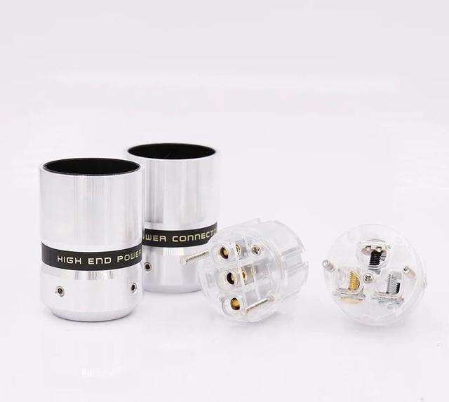Alt view image 5 of 5 - Pairs Audio Aluminum Rhodium Plated Power Plug Male Connector+IEC Female Plug