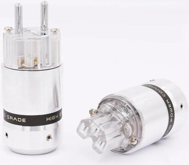 Main image of Pairs Audio Aluminum Rhodium Plated Power Plug Male Connector+IEC Female Plug