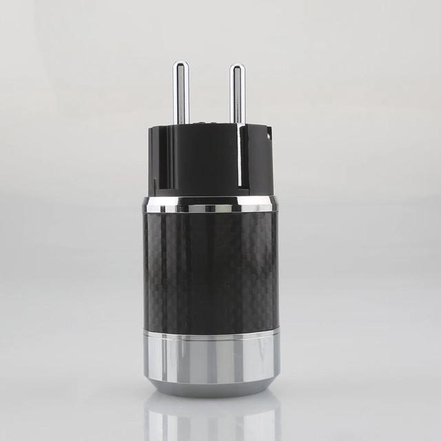 Main image of Pair Hi-end Carbon Fiber Rhodium Plated AC Power cable IEC female connector Hifi 2 pins EU EUR power Plug socket(male)