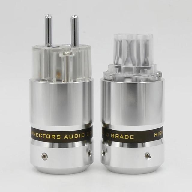 Main image of Hi-End Rhodium Plated EU  Power Cable Plug IEC Connector Female male Plug for Hifi power Plug extension(male and female)
