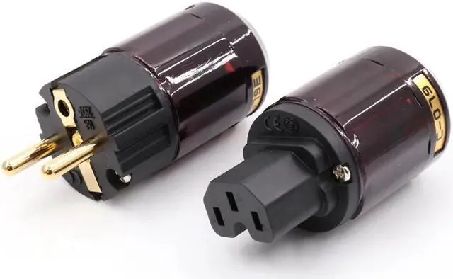 Alt view image 3 of 4 - Hifi Brass 24k Gold-Plated P-079E+pure copper C079 EU Power Plug ac power cord plugs(5pairs)
