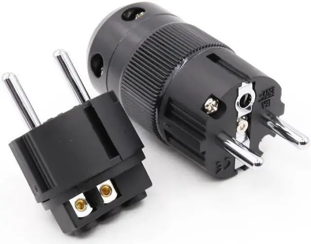 Alt view image 2 of 6 - 2pcs VE505R Without Logo High End Rhodium Plated EUR EU Power Plug & IEC Connector plug