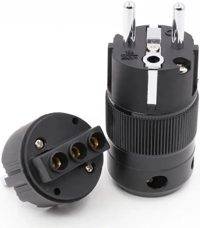 Main image of 2pcs VE505R Without Logo High End Rhodium Plated EUR EU Power Plug & IEC Connector plug